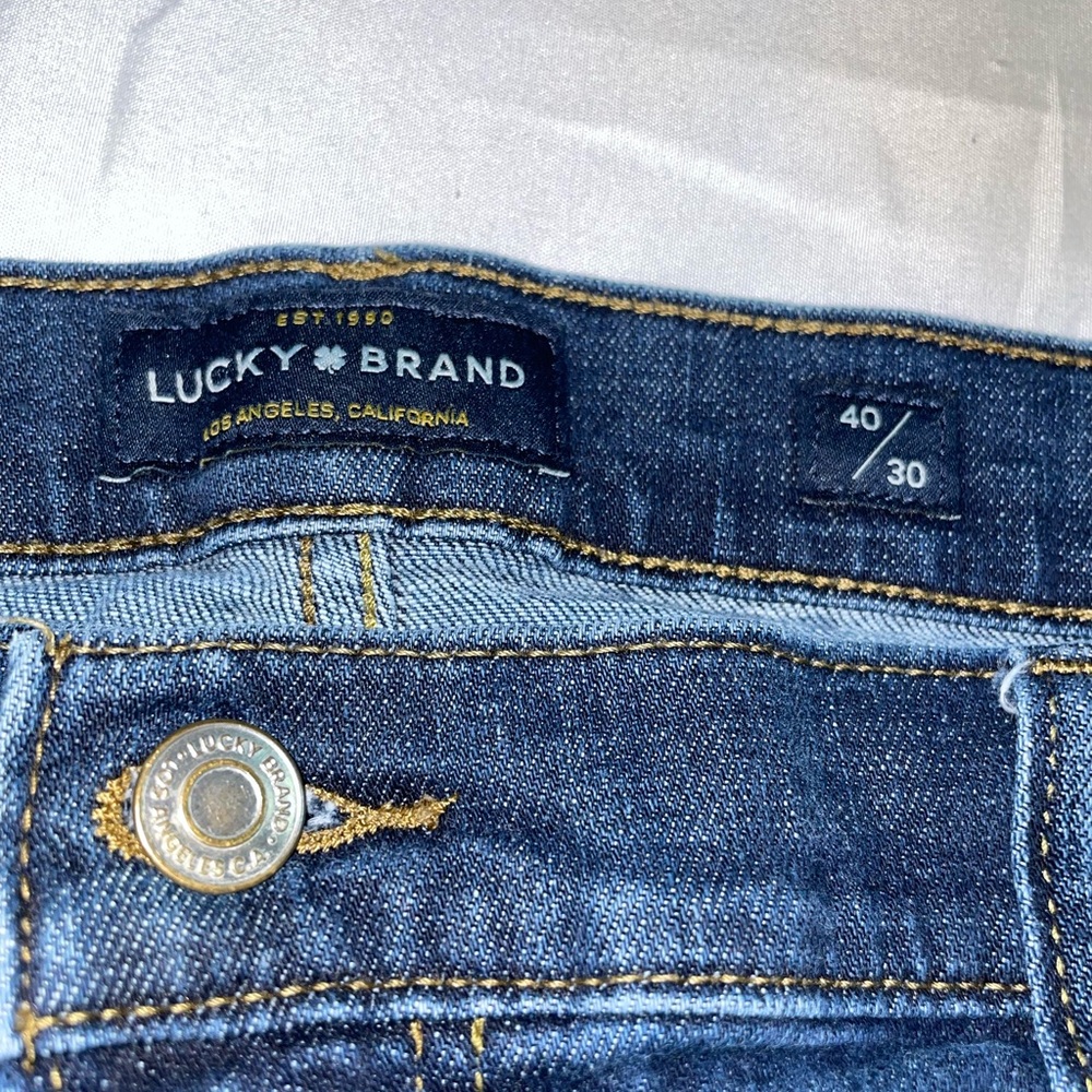 Lucky Brand 221 Straight Leg Jeans Mens 40x30 Dark Wash Blue Denim Pants - Picture 2 of 8
